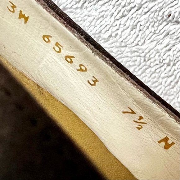 Vintage STUART WEITZMAN 90’s Brown silk satin pointed toe rhinestone heels 7.5 N - Picture 10 of 10